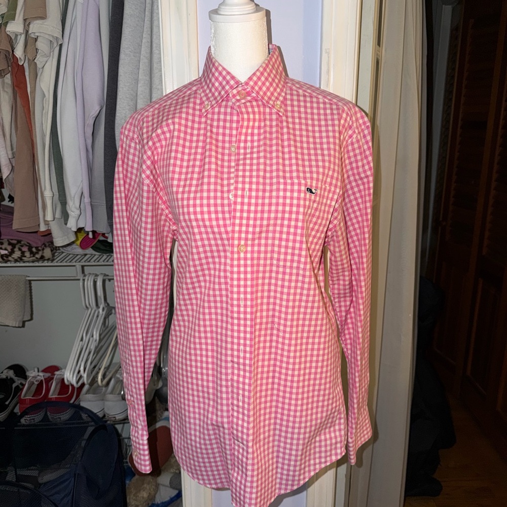 Vineyard Vines Pink Checkered Button Down Shirt